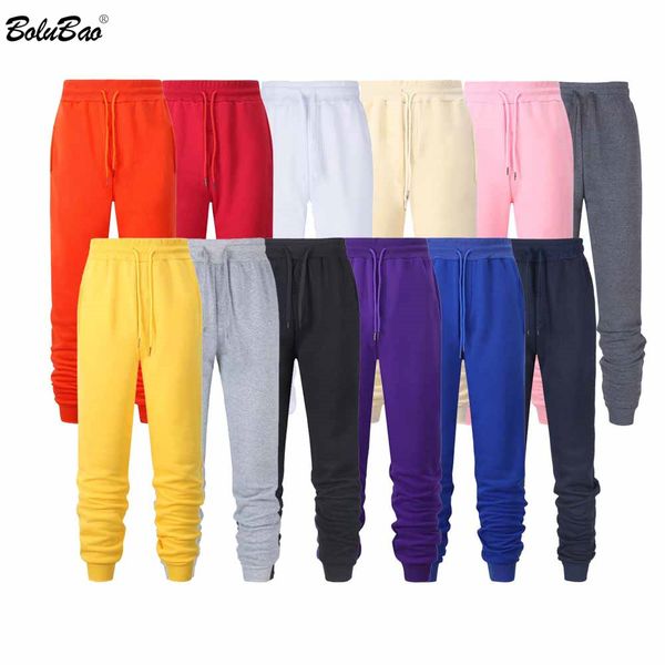 

bolubao fashion brand men solid color sweatpants men's simple slim wild trousers spring drawstring casual pants male 210518, Black