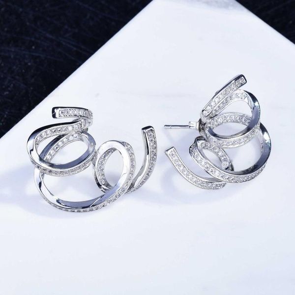 

stud fashion distortion interweave twist metal geometric earrings for women small zircon 2021 trend party jewelry, Golden;silver