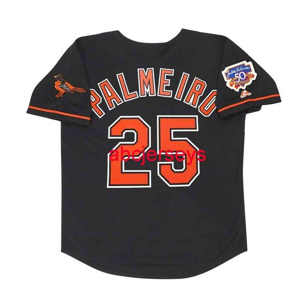 

stitched custom rafael palmeiro 1997 black jersey w/ jackie 50th patch add name number baseball jersey