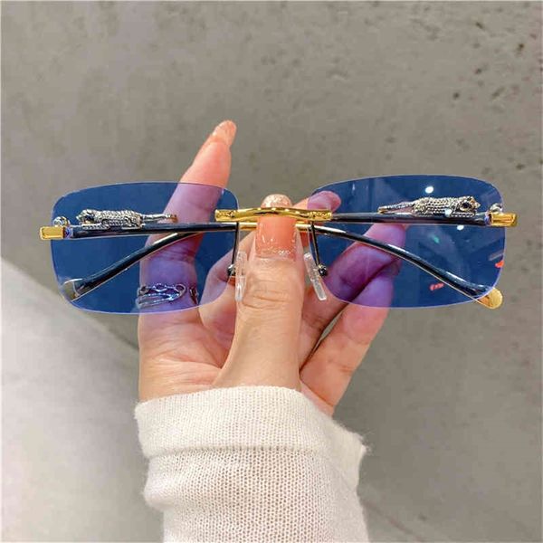 

80% off wholesale vintage rimless cut edge women's shades golden leopard frame sunglasses, White;black