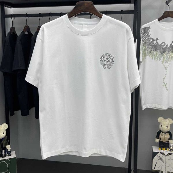 

drill neck summer round trend better crosin men's half lovers' short sleeve big horseshoe t-shirt, White;black