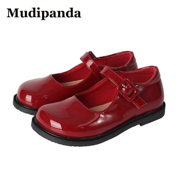 

flat shoes elegant princess girls red leather pure black school kid' brim between autumn period soft bottom children, Black;grey
