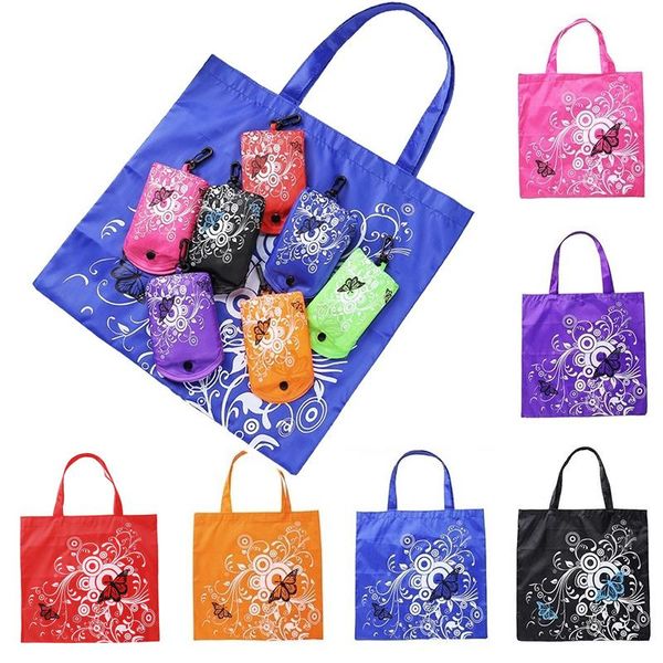 

storage bags 9colors eco shopping bag flower butterfly oxford cloth folding reusable organizer tote