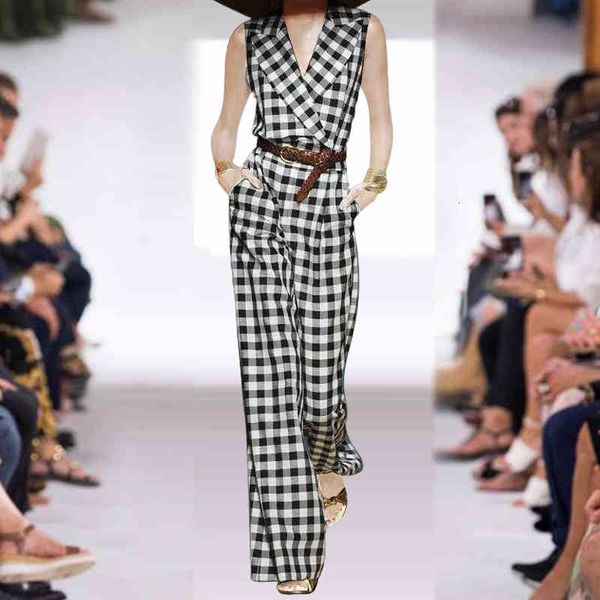 

jackets high-quality monkey summer ladies'party stylish from vintage office belt plaid pants lapel vest overalls, Black;brown