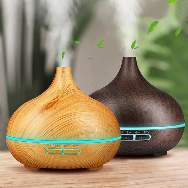 

aroma essential oil 550ml diffuser ultrasonic air humidifier with wood grain led lights for office home humidifiers