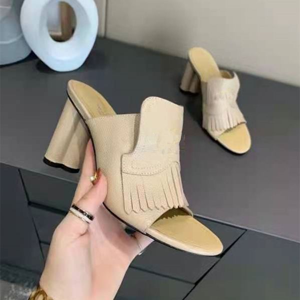 

womens high heels womens high heels sandals leather fashion womens shoes tassel metal buckle designer slide women's wedding shoes, Black