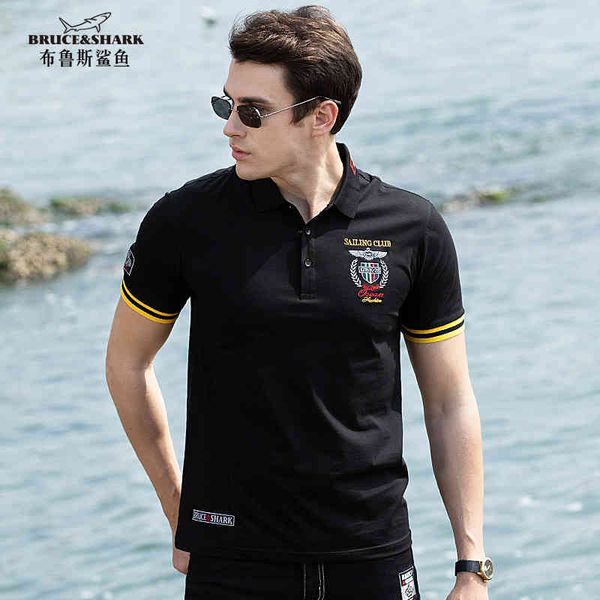 

bruce shark men's short casual fashion loose t-shirt, 95% cotton, 5% lycra, elastic comfortable t-shirt, summer novelty, White;black