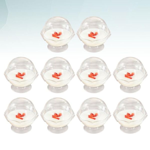

disposable cups & straws 10pcs yogurt clear plastic mousse dessert containers ice cream for jelly pudding (110ml)