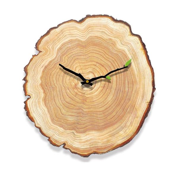 

wall clocks wood grain practical annual ring office battery operated mute running quartz durable modern clock simple decoration home