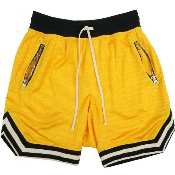 

men's shorts summer solid color stitching drawstring lace elastic waist zipper pocket irregular fitness casual basketball pants, White;black