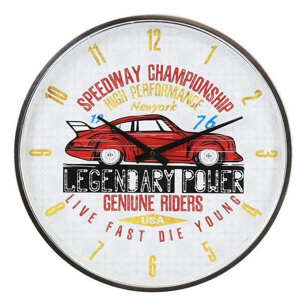 

car graphic iron clock wall living room home fashion mute decorative clocks