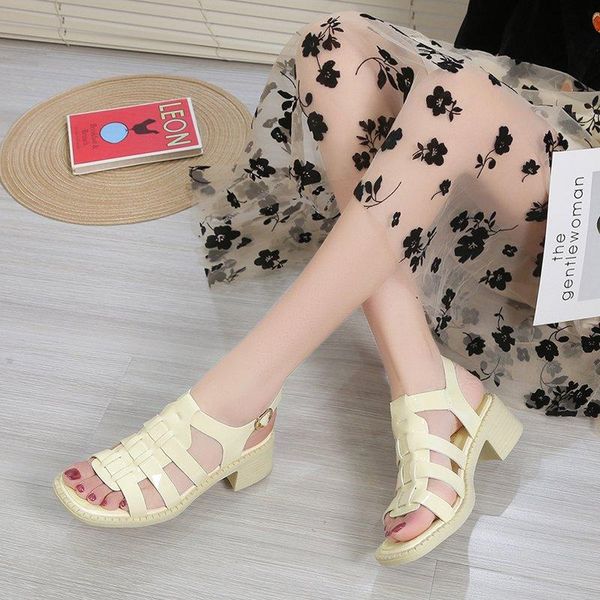

female summer sandals fashion patent leather rome thick heels women est classics peep toe sandalias lady casual shoes woman, Black