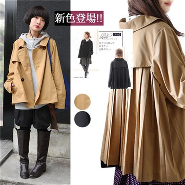 

wool arrival of vintage double breasted short and women's casual loose jackets outerwear a444, Black