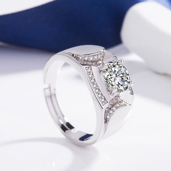 

couple female diamond imitation zircon wedding ring gold plated dominee korean men's ring, Silver