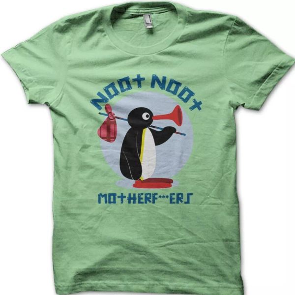 

pingu noot noot motherf***ers funny printed t-shirt 9024, White;black