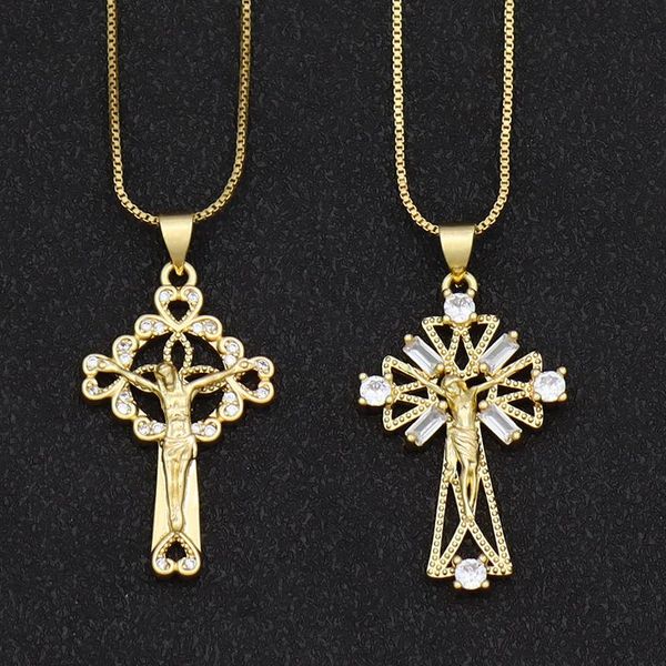 

pendant necklaces vintage crystal cross necklace men women gold for cz cubic zirconia jewelry collar jesus, Silver