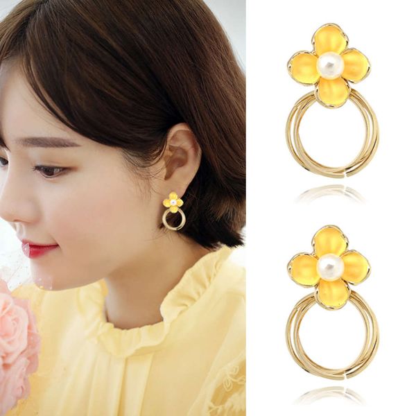 

b706 autumn winter lucky earrings flower earrings girl without holes