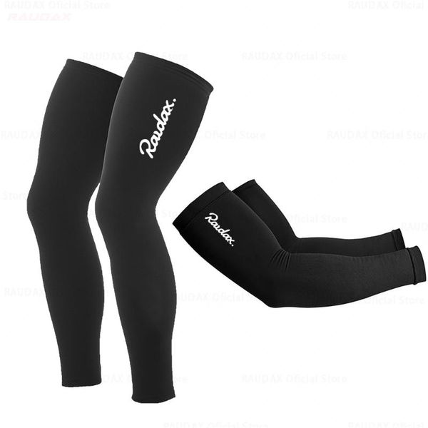 

raudax summer 2021 black uv protection cycling arm warmer breathable bicycle running racing mtb bike sleeve elbow & knee pads, Black;gray