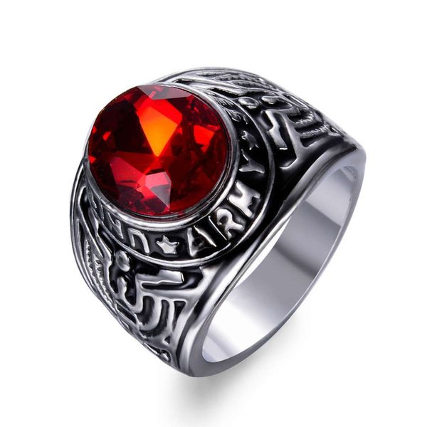 

united alloy american soldier eagle red and blue ring male, Black