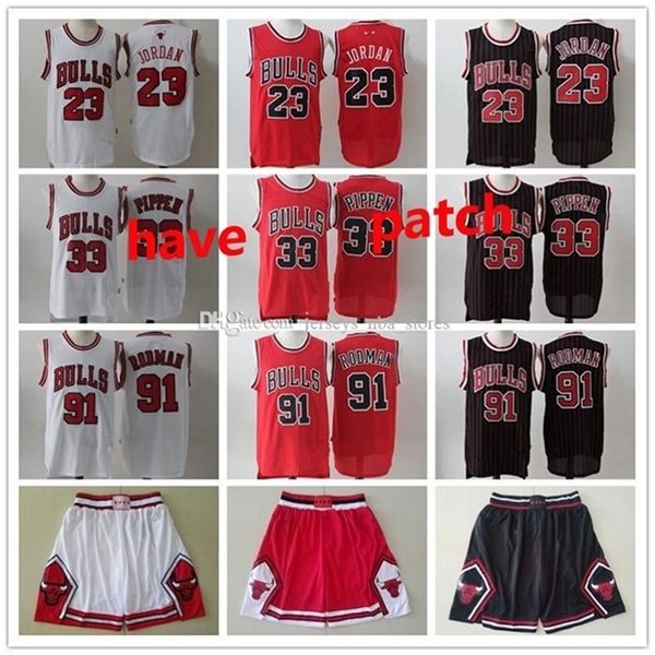 

09men s chicago\rbulls\rthrowback\r23\rmichael\rmj red dennis 91 rodman scottie 33 pippen black shorts basketball jerseys 01