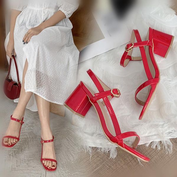 

sandals block heels square toe female shoe buckle strap chunky high girls summer fashion beige comfort rome pumps basic, Black