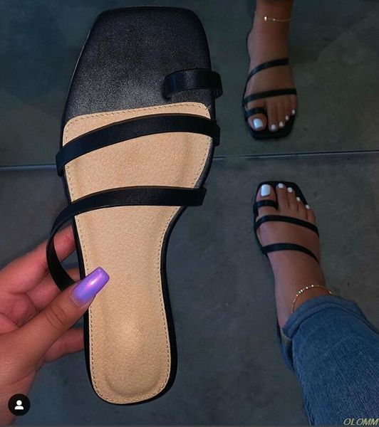 

slippers home leisure wild flip flop spring/summer women 2021 outdoor beach flat non-slip durable sandals ms lady, Black