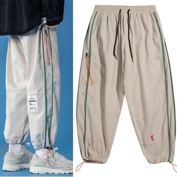 

sport pants men spring loose jogging harem fashion hip hop style casual outdoor drawstring trousers pantalons hommes men's, Black