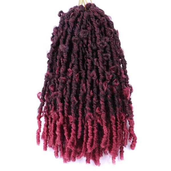 

butterfly locs crochet hair 12 inch distressed butterfly locs crochet braids faux locs crochet hair for black women pre looped synthetic bra, Black;brown