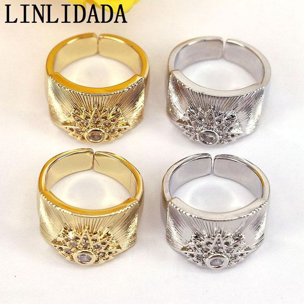 

cluster rings 6pcs gold silver plated jewelry cz vintage stacked wide minimalism products, Golden;silver