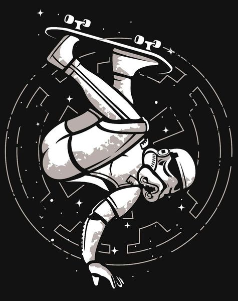 

skatetrooper skateboarding skateboard tricks tee shirt black or white, White;black