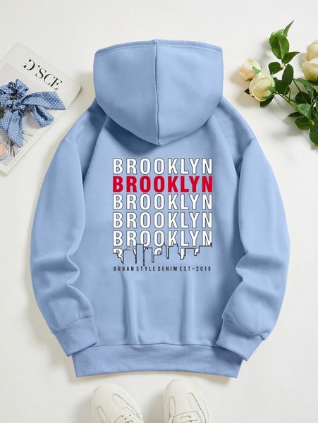 

letter graphic kangaroo pocket drawstring thermal hoodie w3uu#, White;black