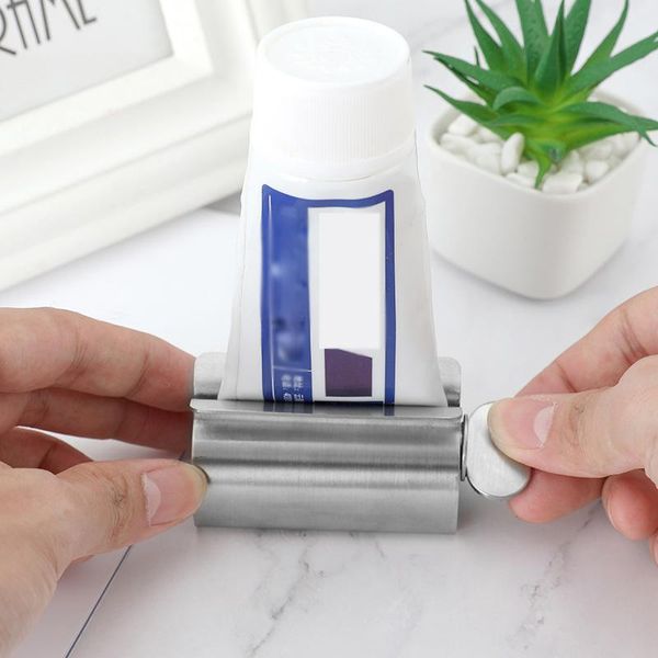

toothbrush holders 1 pcs bathroom accessories set toothpaste squeezer tube dispenser household stainless steel rack