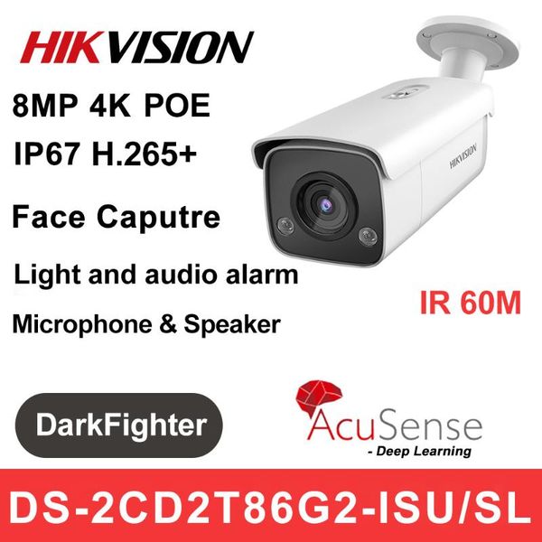 

cameras hikvision 4k 8mp ip camera ds-2cd2t86g2-isu/sl darkfighter acusense ip67 60m smart h.265+ sd slot audio alarm