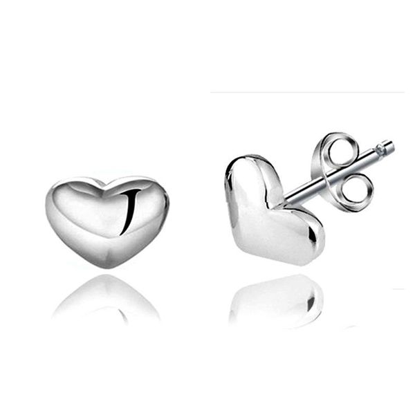 

other solid s925 sterling silver love earrings stud creative heart shape white gold ear jewelry elegant part for girl ec06, Golden;silver