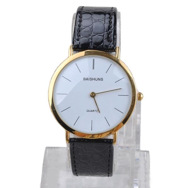 

mens boys classic faux leather band watches round dial analog quartz wrist watch wristwatches, Slivery;brown