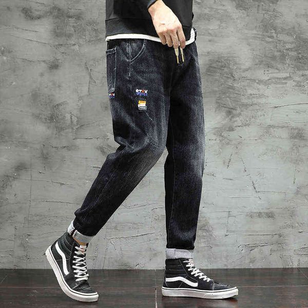 

men's jeans straight harlan hip hop wear autumn and winter 2021 jeans fashion men's pants, Blue