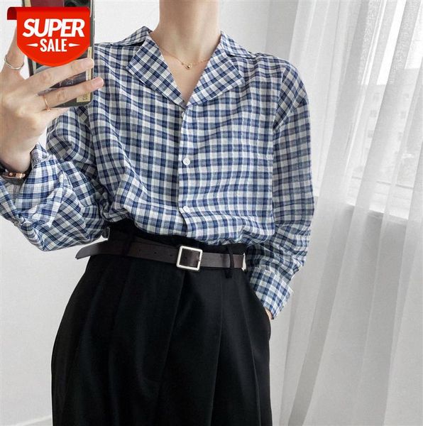 

zhi chenxi korean long sleeve v-neck plaid ladies blouse 1832 #kv0q, Black;gray
