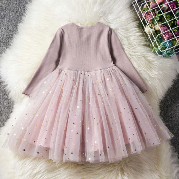 

toddler clothes baby girl dress long sleeve spring star mesh cotton dress girl princess birthday party ball gown dress baby 210713, Red;yellow