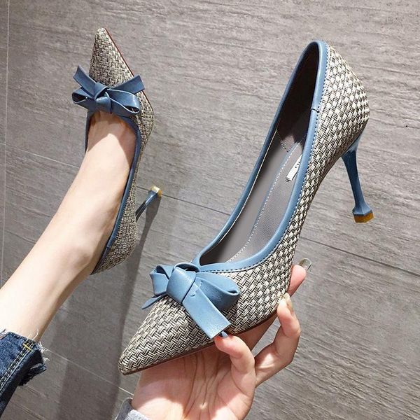 

dress shoes pumps lady women cute sweet office heel fashion bowknot party classic black zapatillas mujer 2021