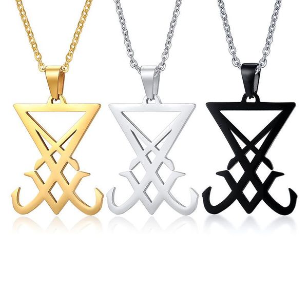 

pendant necklaces fashion accessory titanium steel lucifer's envelope men's necklace with, Silver