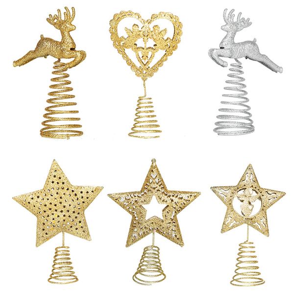 Topper per alberi di Natale Topper a stella Cuore Topper ALCE Oro Argento Rosso Ornamento per albero di Natale per la decorazione delle cime degli alberi per feste in casa