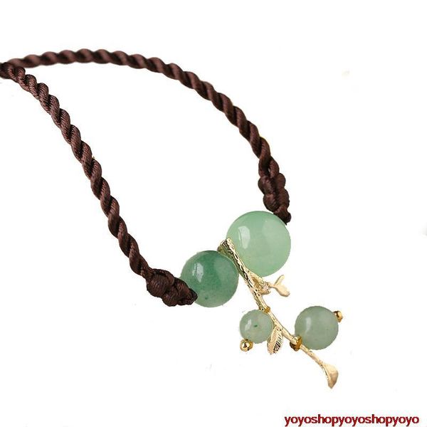 

chokers natural green jade stone vintage chinese classical handmade woman girl pendant necklace colar collier sweater chain, Golden;silver