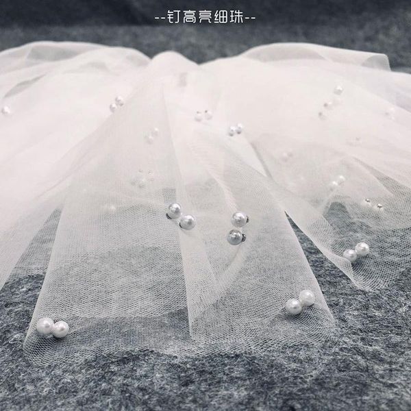 

bridal veils short hair yarn 2021 nail bead simple headwear double comb wedding accessories, Black