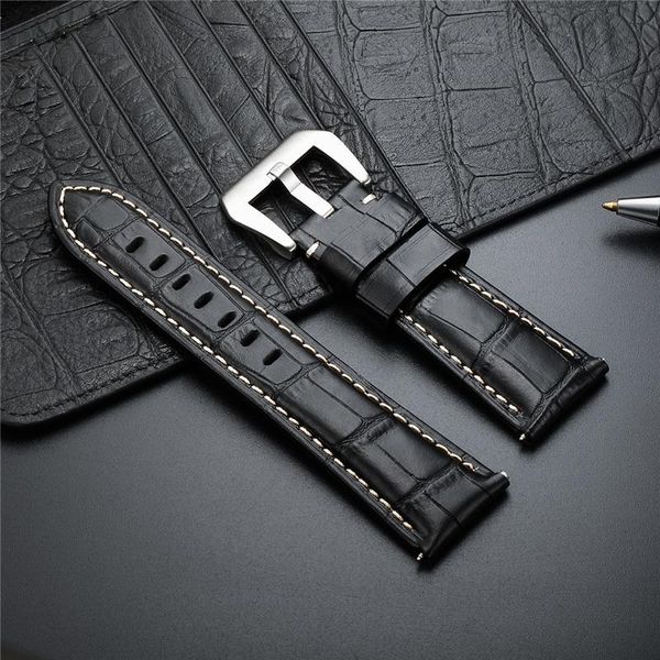 

watch bands classic embossed genuine leather strap for men luxury watchband business wristwatch band 20mm 22mm 24mm 26mm, Black;brown