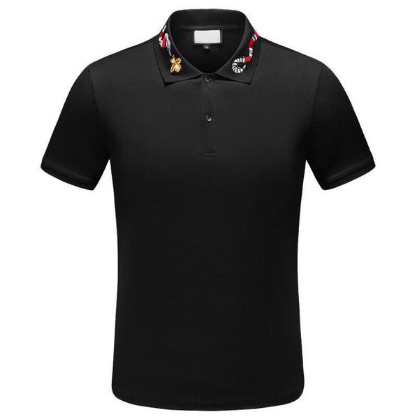 

202ss italy fashion brand classic 100%cotton men polo shirts snake bee embroidery fashion casual high street clothes mens shirt tees, White;black