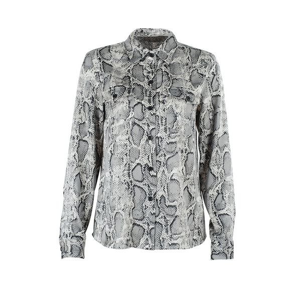 

women's blouses & shirts casual women snake print chiffon blouse ladies turn down loose shirt office lady long sleeve spring attire1 h3, White