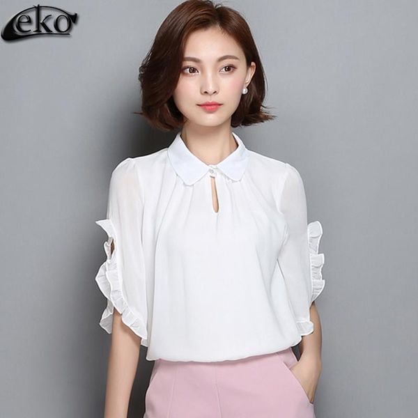 

women's blouses & shirts blouse women 2021 half sleeve plus size casual clothing lady white chiffon blusas