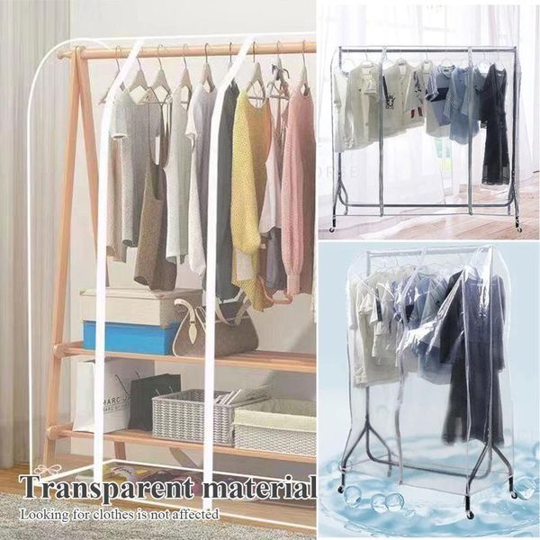 

clothing & wardrobe storage transparent clothes rack cover dustproof and waterproof rail with 2 zippers clear garment for bedroom