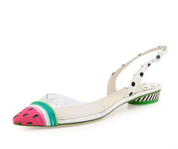 

dress shoes women watermelon pointed toe square low heels ankle strap sandals ladies vacation pvc buckle slingback, Black