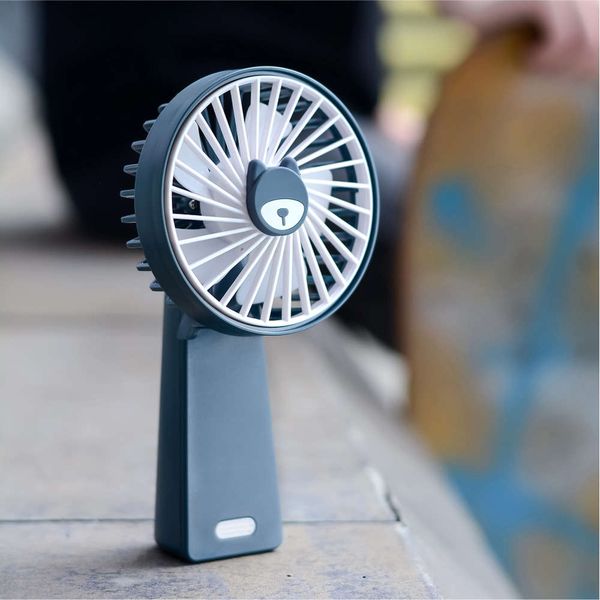 

fashion two color handheld folding fan 180 degrees, 3-speed usb charging cartoon small
